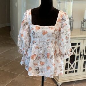 Talulah back zip leaf print top, size M